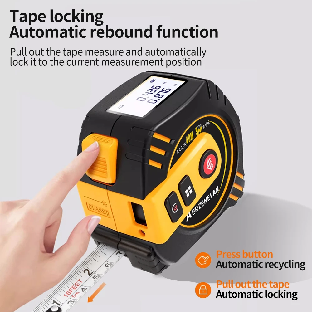 Industrial Laser Rangefinder - 80mレーザーテープメジャー、測定ツール、レーザー距離計、スチールテープメジャー、USB充電式
