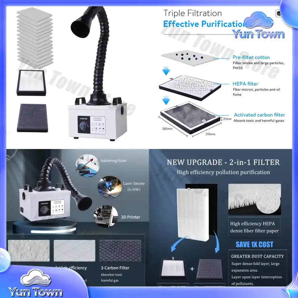 Industrial Laser Uses - 100Wモーターレーザー煙浄化装置、HEPAフィルター14個付きプレフィルター、CNCレーザー用産業用モバイル排煙装置