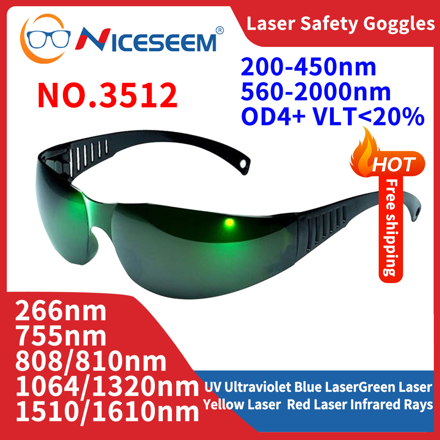 Industrial Laser Glasses - 放射線防護メガネ,UV安全赤外線レーザーレンズ,美容液,溶接プロテクター,200-450 560-2000nm