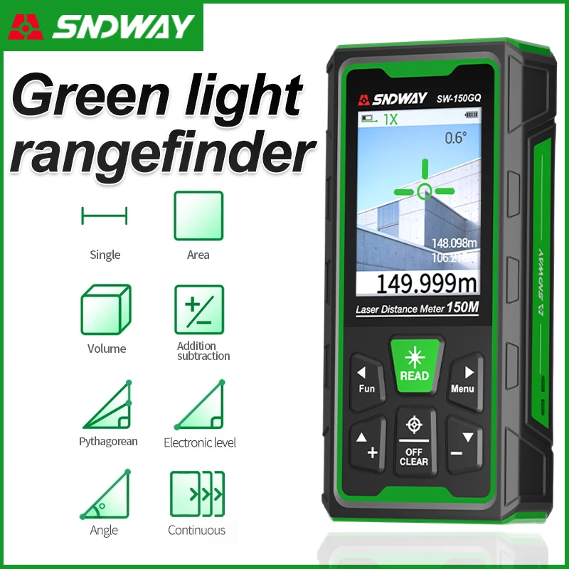 グリーンレーザー距離計デジタル距離計 150 メートル 10 - Industrial Laser Rangefinder のレビューと価格