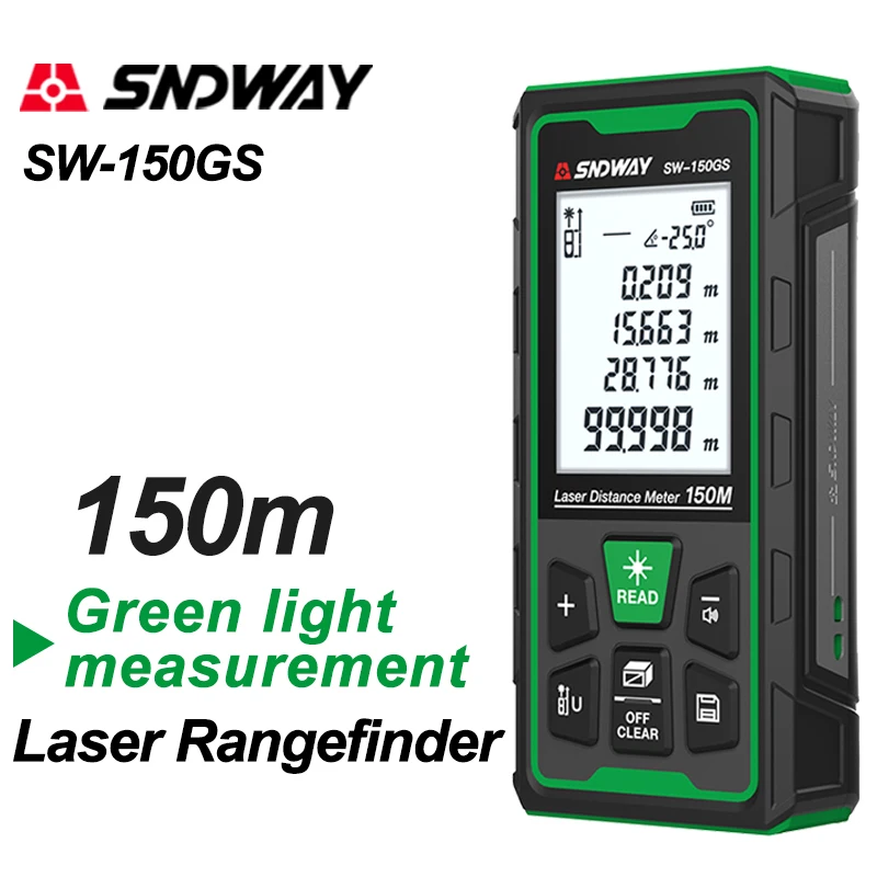 グリーンレーザー距離計デジタル距離計 150 メートル 10 - Industrial Laser Rangefinder のレビューと価格